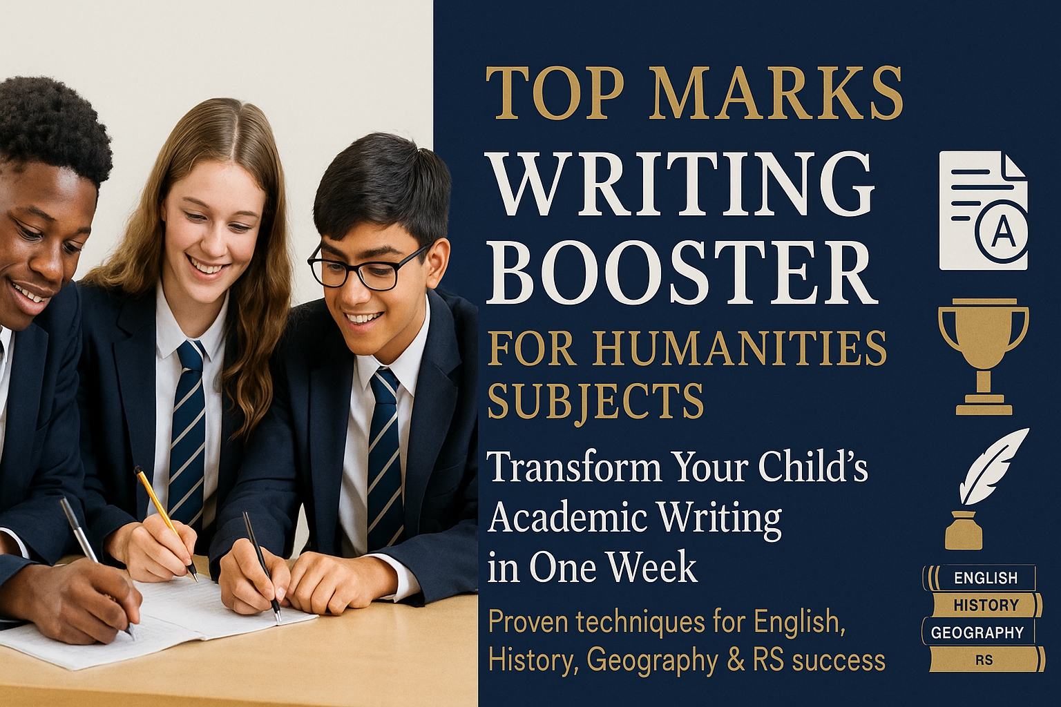 Students confidently writing essays