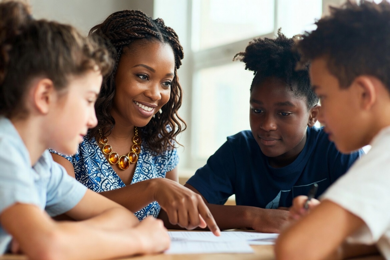 Expert tutor working with children at Geek School Tutoring